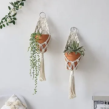 Boho Macrame Plant Hangers for Indoor Outdoor Use
