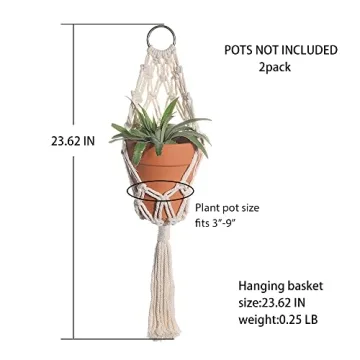 Boho Macrame Plant Hangers for Indoor Outdoor Use