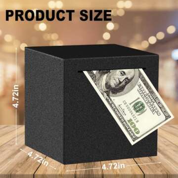 Piggy Bank for Adults Must Break to Open,Safe Box Money Savings Bank for Kids,Can Only Save The Piggy Bank That Cannot be Taken Out (Black, 4.72-inches)