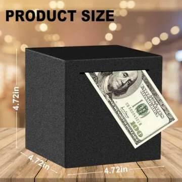 Piggy Bank for Adults Must Break to Open,Safe Box Money Savings Bank for Kids,Can Only Save The Piggy Bank That Cannot be Taken Out (Black, 4.72-inches)