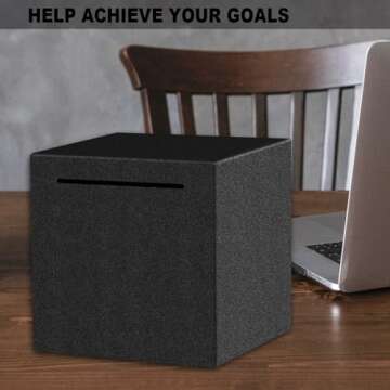 Piggy Bank for Adults Must Break to Open,Safe Box Money Savings Bank for Kids,Can Only Save The Piggy Bank That Cannot be Taken Out (Black, 4.72-inches)