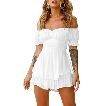Stylish Linsery White Off Shoulder Romper for Women