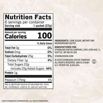 Starbucks VIA Instant Coffee Medium Roast Packets — Sweetened Iced Coffee — 1 box (6 packets)