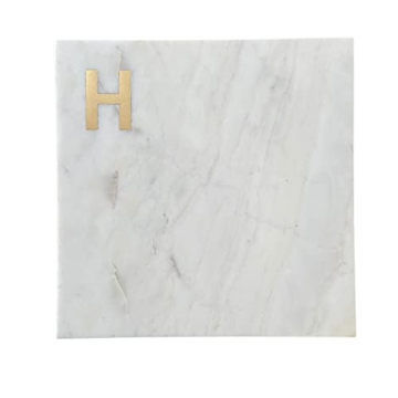 Personalized Marble Cheese Board with Brass Initial - Boards by Bleu