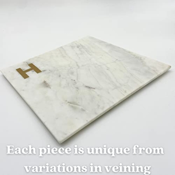 Personalized Marble Cheese Board with Brass Initial - Boards by Bleu