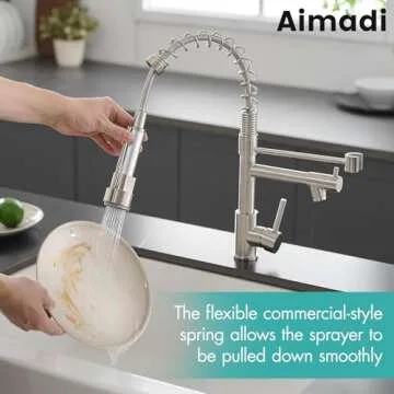 AIMADI Contemporary Kitchen Sink Faucet,Single Handle Stainless Steel Kitchen Faucets with Pull Down Sprayer,Brushed Nickel