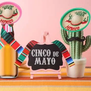 Panitay 100 Pcs Mexico Party Favors Mini Sombrero Hats with Mexican Beer Poncho Mini Serapes Mexican Decorations for Bottles Cinco De Mayo Party Supplies