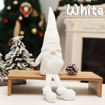 KoveYzao Christmas Ornaments Dwarf, Holiday Xmas Decoration Gnome Plush Toys, Indoor Faceless Old Man Doll with Hanging Legs, Christmas Decoration for Christmas Tree Shop Window Fireplace (White)