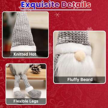 KoveYzao Christmas Ornaments Dwarf, Holiday Xmas Decoration Gnome Plush Toys, Indoor Faceless Old Man Doll with Hanging Legs, Christmas Decoration for Christmas Tree Shop Window Fireplace (White)