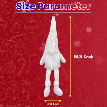 KoveYzao Christmas Ornaments Dwarf, Holiday Xmas Decoration Gnome Plush Toys, Indoor Faceless Old Man Doll with Hanging Legs, Christmas Decoration for Christmas Tree Shop Window Fireplace (White)
