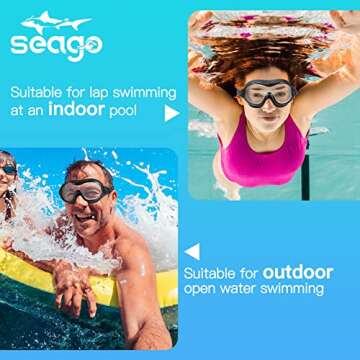 Seago Swim Goggles with Anti-Fog UV Protection for All Ages