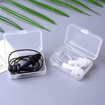 Noise Cancelling Ear Plugs with Cords 4 Pairs, Noise Reduction Soft Silicone Earplugs Waterproof Reusable Earplugs for Sleeping, Snoring, Swimming, Study, High Fidelity Earplugs Multi-Colored