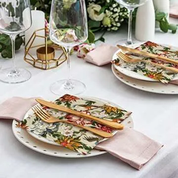 AnyDesign Floral Paper Napkins - Vintage Eco-Friendly Style