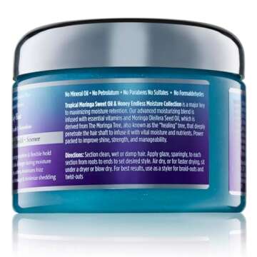 The Mane Choice Tropical Moringa Sweet Oil & Honey Endless Moisture Braid-Out Hair Glaze, Twist & Braid Cream Gel w/Flexible Hold for Hair Definition & Strength, Helps Reduce Frizz & Breakage, 12 Oz