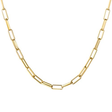 BOUTIQUELOVIN 14K Gold Plated Oval Link Chain Necklaces for Women Dainty Paperclip Necklaces Layerin...