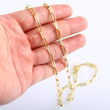 Elegant 14K Gold Plated Oval Link Chain Necklace for Women