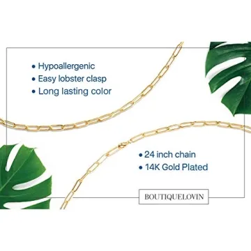 Elegant 14K Gold Plated Oval Link Chain Necklace for Women