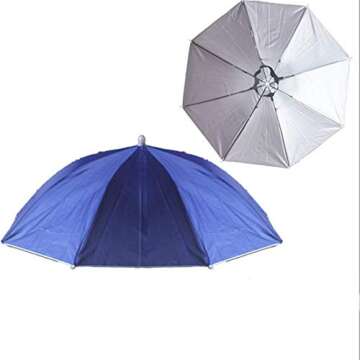 Tesco store Elastic Band Fishing Headwear Umbrella Hat (Dark Blue)