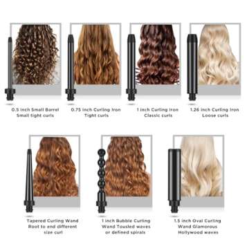 PARWIN PRO BEAUTY 7 in 1 Curling Wand Set with Interchangeable Barrels for All Hair Types