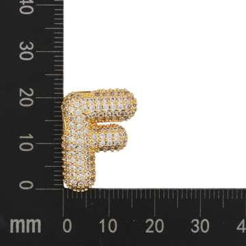 DIOWUS Bubble Letter Necklace Gold for Women，Charm Balloon Initial Letter Pendant Zirconia Inlaid Necklaces Fashion Gifts Jewelry (bubble letter-F)