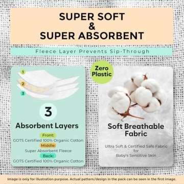 KiddyStar Organic Cotton Baby Burp Cloths - Soft, Extra Large & Absorbent 5-Pack