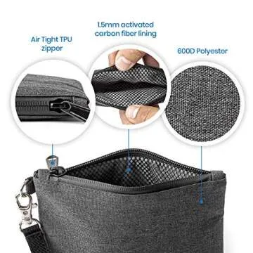 Epulse Small Smell Proof Bag - Odor Proof Bags Container - No Smell Scent Stash Pouch - Smellproof Bag Carbon Lined (Gray - 6x4 inch)