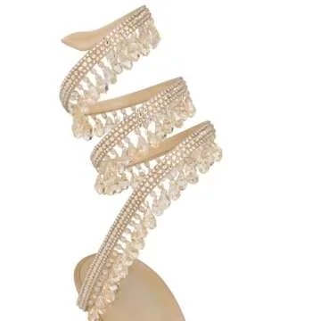 Longwenxuan Rhinestone Stiletto Heels for Women