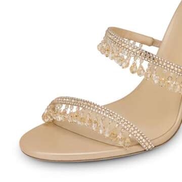 Longwenxuan Rhinestone Stiletto Heels for Women