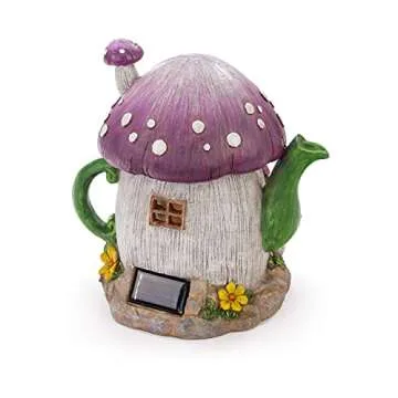 Charming Solar Mushroom Teapot Light for Fairy Gardens