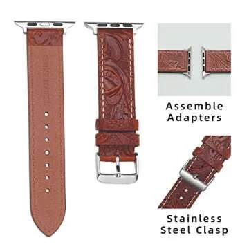 louyebh Genuine Leather Watch Bands for Apple Watch