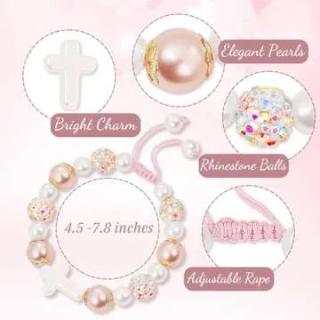Beautiful Pearl Cross Bracelet for Girls' Religious Events