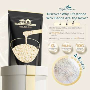 1lb Hard Wax Beans, Lifestance Wax Beads Hair Removal Hard Wax Kit for Thin & Fine Hair, Sensitive S...