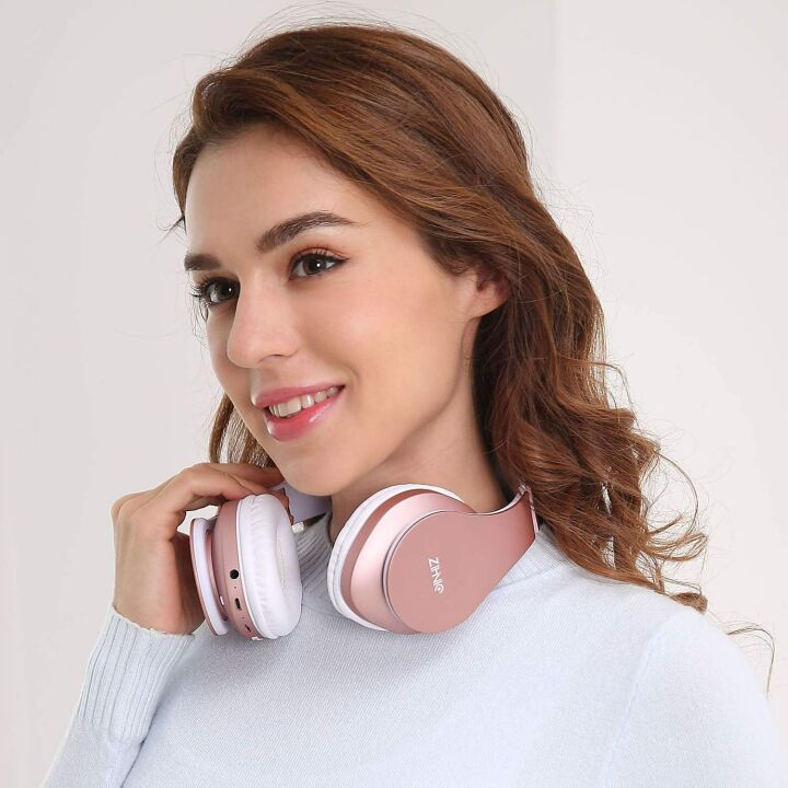 ZIHNIC Bluetooth Over-Ear Headphones in Rose Gold