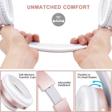 ZIHNIC Bluetooth Over-Ear Headphones in Rose Gold