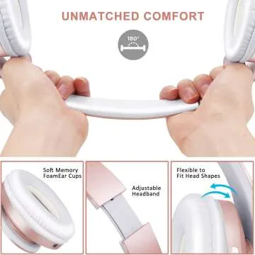 ZIHNIC Bluetooth Over-Ear Headphones in Rose Gold