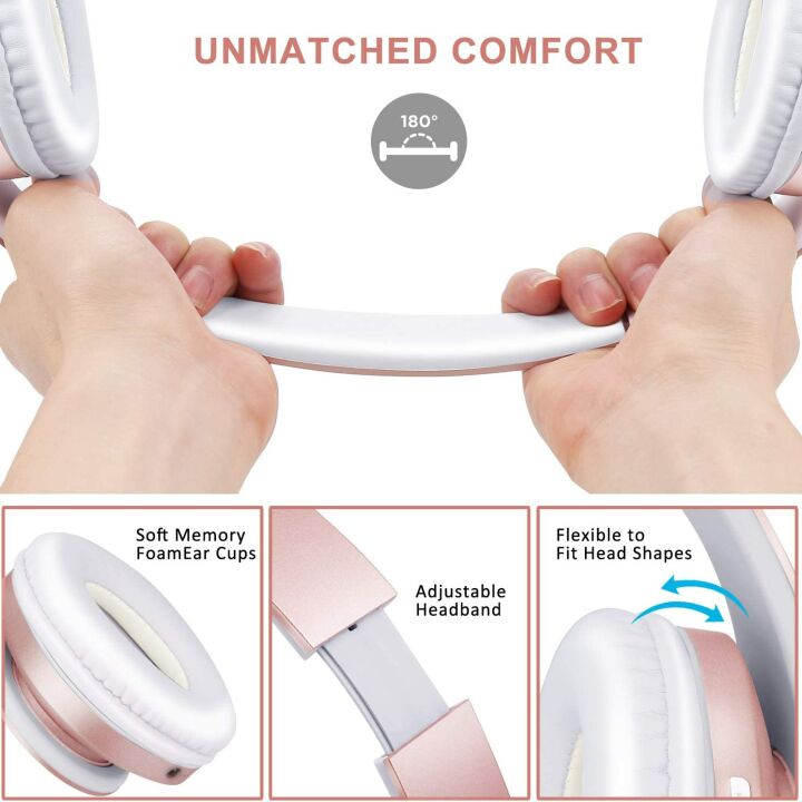 ZIHNIC Bluetooth Over-Ear Headphones in Rose Gold