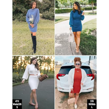 ZESICA Women's Soft Turtleneck Knit Dress - Stylish & Comfortable