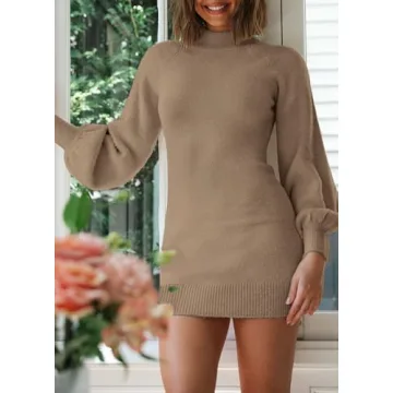 ZESICA Women's Soft Turtleneck Knit Dress - Stylish & Comfortable