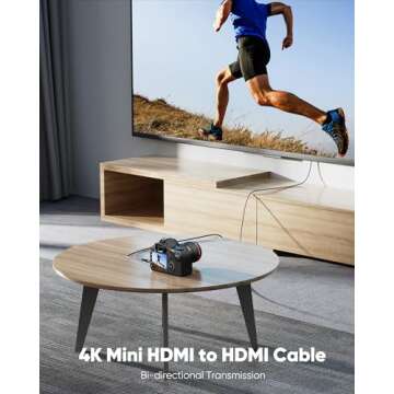 Highwings Mini HDMI to HDMI Cable 10FT for 4K Streaming