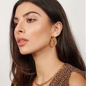 CLASSYZINT Twisted Hoop Earrings 14K Gold Plated Dainty Lightweight Hypoallergenic Chunky Hoops Earrings for Women