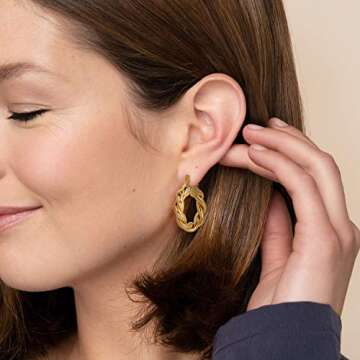 CLASSYZINT Twisted Hoop Earrings 14K Gold Plated Dainty Lightweight Hypoallergenic Chunky Hoops Earrings for Women
