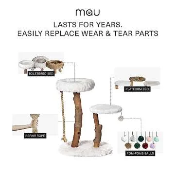 MAU Modern Cat Tree Tower, Natural Branch Cat Condo, Luxury Wood Cat Tower, Cat Scratching Tree, Cat Condo, Cat Lover Gift, Luxury Cat, Cat Gifts by Mau Lifestyle