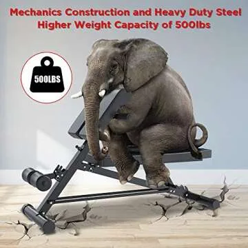 YOLEO Adjustable Weight Bench- 500lbs Utility Bench for Full Body Workout; Multi Purpose Decline Fitness Bench Roman Chair; Sit Up Abs All-in-One Hyper Back Extension Exercise Bench