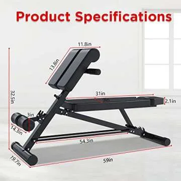 YOLEO Adjustable Weight Bench- 500lbs Utility Bench for Full Body Workout; Multi Purpose Decline Fitness Bench Roman Chair; Sit Up Abs All-in-One Hyper Back Extension Exercise Bench