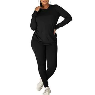 Kaximil Women's Workout Tracksuit 2 Piece Outfits Long Sleeve Top Legging Jogger Pants Set