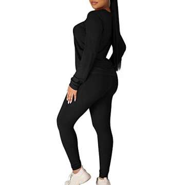 Kaximil Women's Workout Tracksuit 2 Piece Outfits Long Sleeve Top Legging Jogger Pants Set