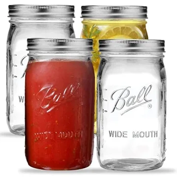 Wide Mouth Mason Jars 32 oz - 12 Pack for Canning and DIY Projects
