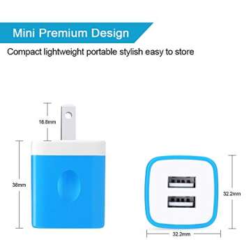 Charger Block, 5-Pack Dual Port Fast Charging USB Blocks