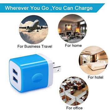 Charger Block, 5-Pack Dual Port Fast Charging USB Blocks