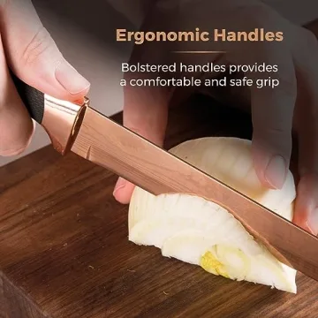 Tower Damascus Effect Kitchen Knife Set with Stainless Steel Blades and Acrylic Stand, 5 Piece, Black 5 Count